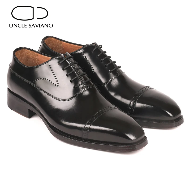 

Uncle Saviano Oxford Dress Men Business Shoes Solid Formal Original Lace-up Genuine Leather Best Designer Handmade Men Shoes