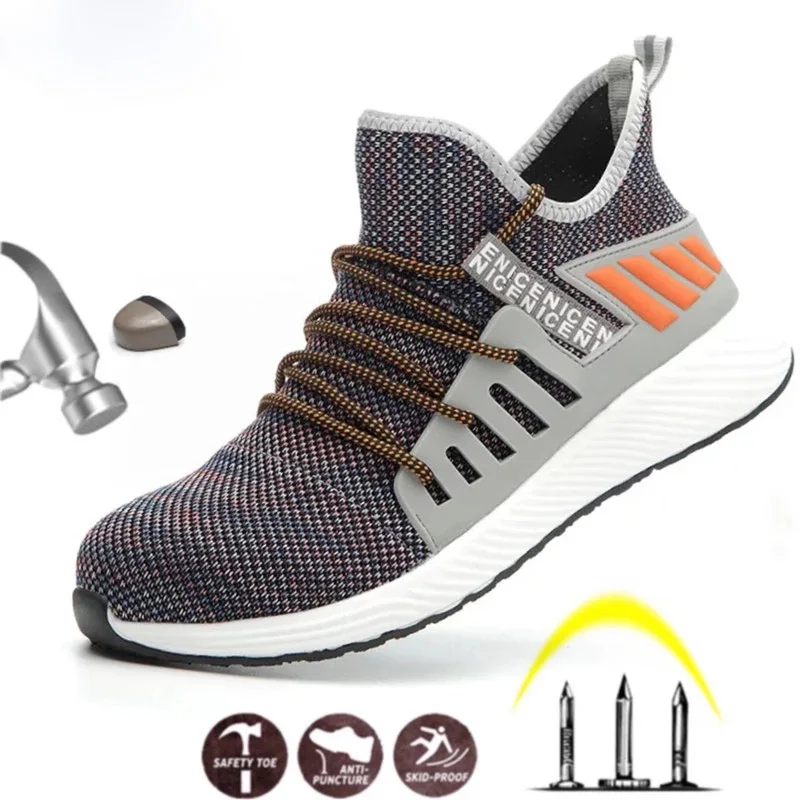 Men Safety Shoes Anti-puncture Work Shoes Anti-smash Work Sneakers Comfort Men Shoes Lightweight Steel Toe Shoes Safety Boots