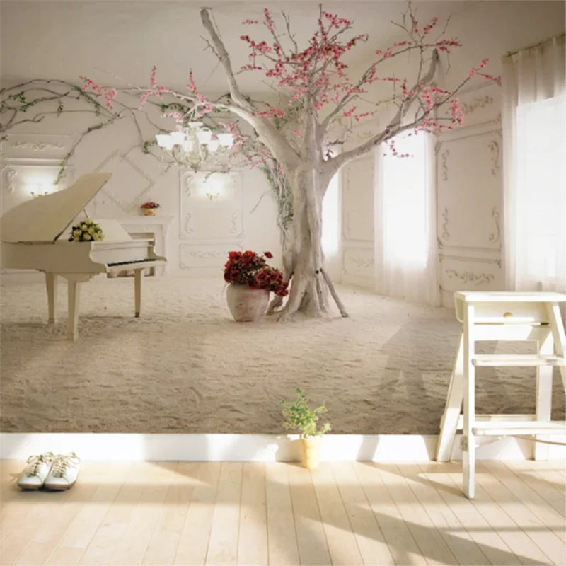 

beibehang Customized modern new modern art piano branch dining room living room sofa background papel de parede wallpaper