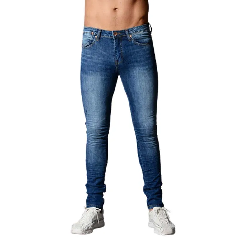 Autumn Winter Mens Solid Color High Quality Jeans Man Stretch Skinny Slim Jogging Stretch Denim Trousers Hip Hop Casual Pants