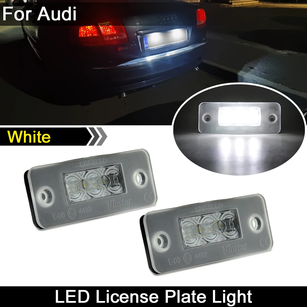 For Audi A8 D3 2002-2010  Car Rear White LED License Plate Light Number Lamp