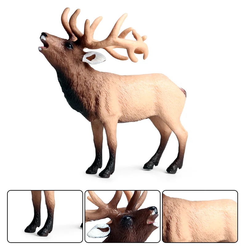 Oenux Wald Hirsch Tiere Simulation Wild White-Tailed Elch Action-figuren Elch Figuren Modell Dekoration Spielzeug Kinder Weihnachten Geschenk – Detail 12
