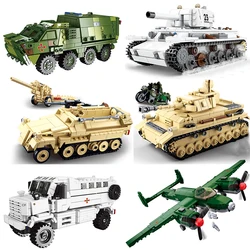 Ww2 Military Vehicles guided Tank missile Sets SWAT Army City Police T34 Germany UK US Building Blocks World War ii artillery