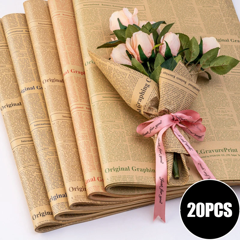 

10/20pcs Wrapping Paper Kraft Paper Craft Paper Floral Wrapping Paper Gift Packing Paper English Home Decoration Party Supply