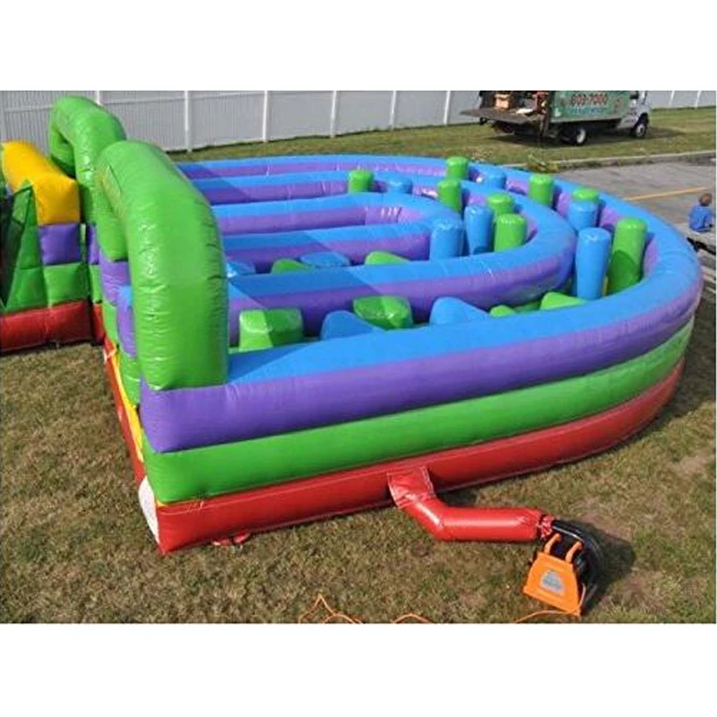 Customized PVC Inflatable Obstacle Course U-Turn Design Interactively For Children And Adults Sports Play