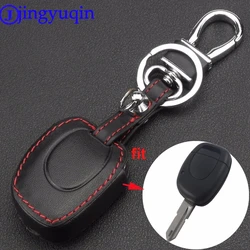jingyuqin Remote 1 Button Car Key Cover Case Leather For RENAULT Twingo Clio Kangoo Master 1 Button NO Chip Keyless Entry Fob