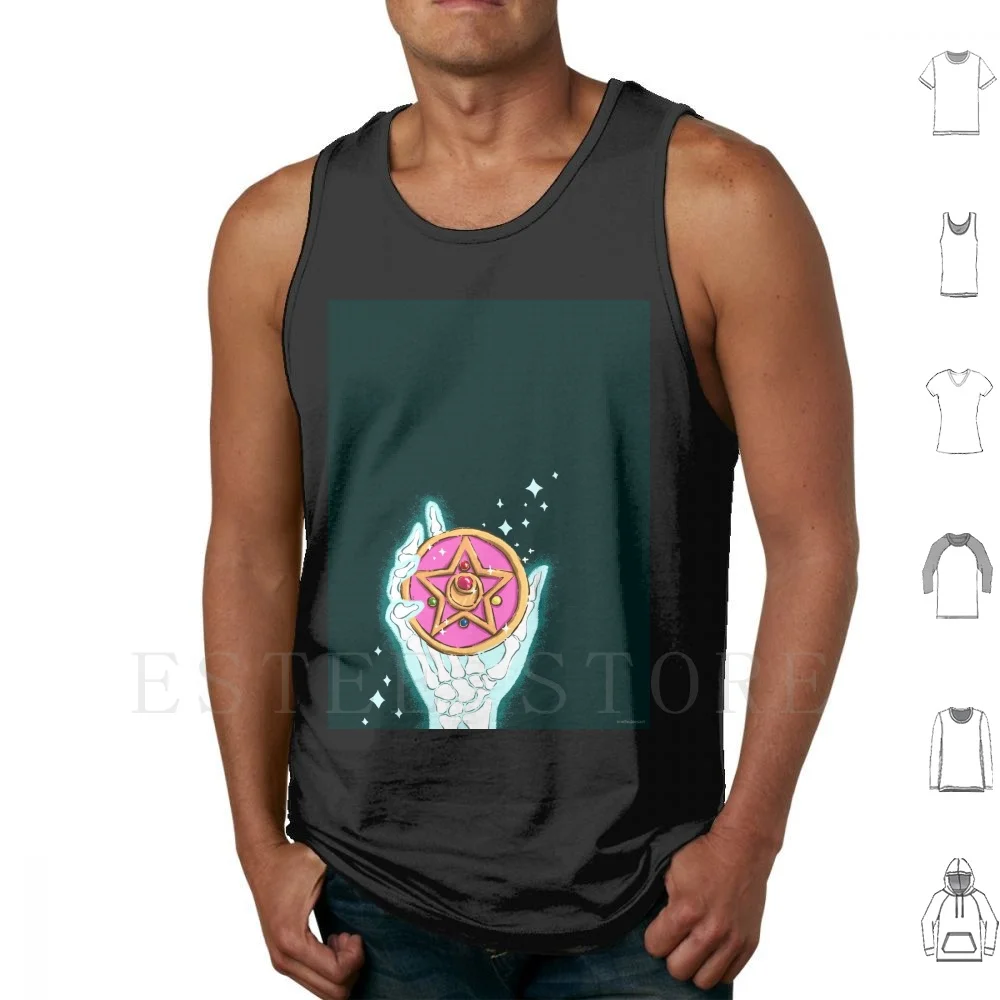 Moon Prism Power , Makeup! Tank Tops Vest Sleeveless Magic Magical Girl Girl Power Super Hero Pink Skeleton Glow Star