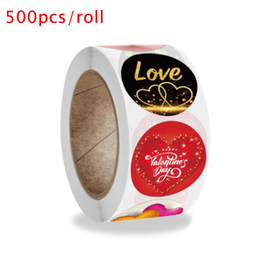 Red and Black Heart Decor Valentine's Day Gift Packing Roll Stickers For Wife Husband Girlfriend Boyfriend Gift Decor Stickers