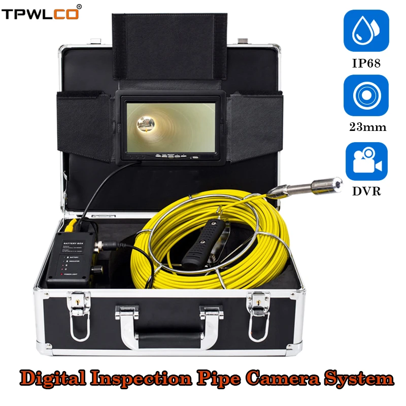 

DVR Function With 8GB SD Card 7" Display Digital Inspection Pipe Endoscoep System 23mm CCTV Sewer Drain Video Camera 20m Cable