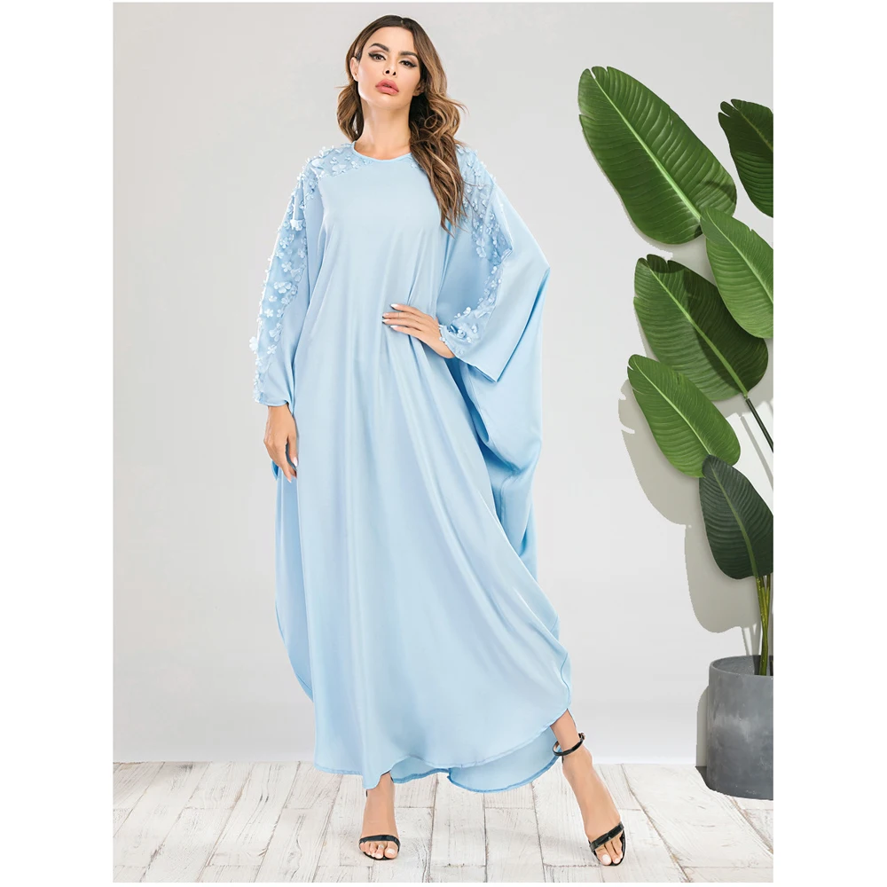 Ramadan Abaya Dubai Kaftan Farasha Gown Muslim Women Lace Batwing Sleeve Dress Islamic Clothing Arabic Robe Middle East Djellaba