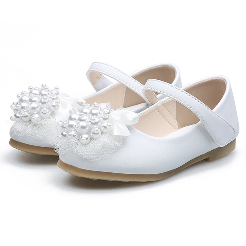 Fashion Pearl Childrens Shoes Pearl Rhinestones Shining Kids Princess Shoes Baby Girls Shoes For Party and Wedding