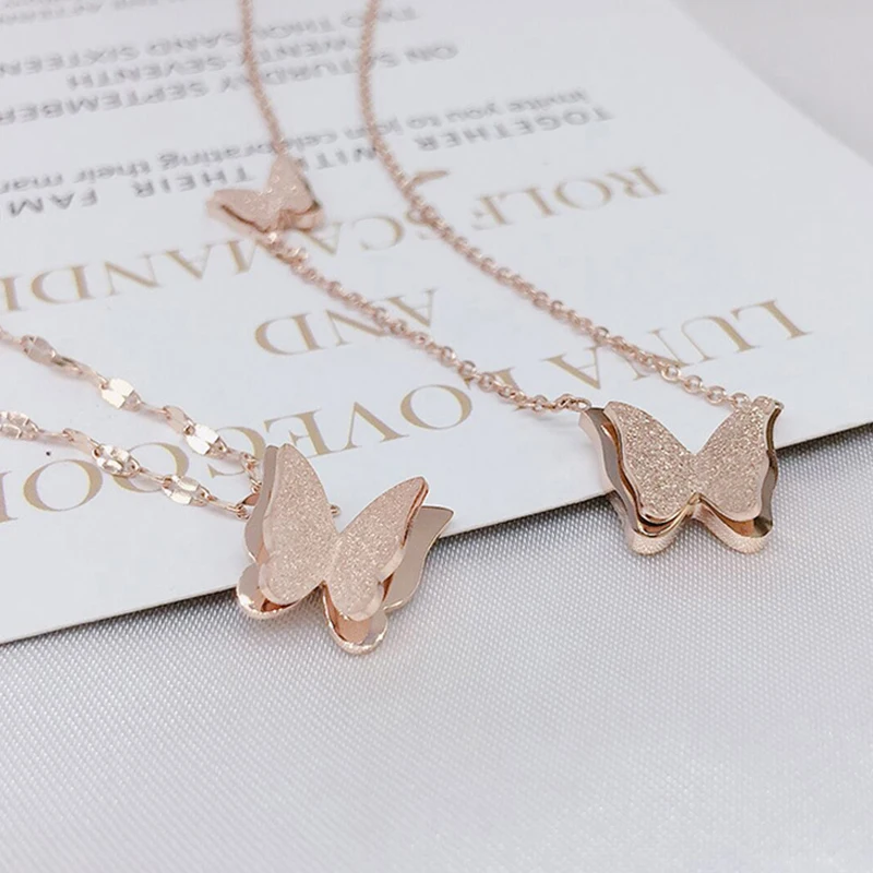 Newly Women's Necklace With Butterfly Pendant Fashion Ladies Necklace Simple Jewelry For Woman And Girls