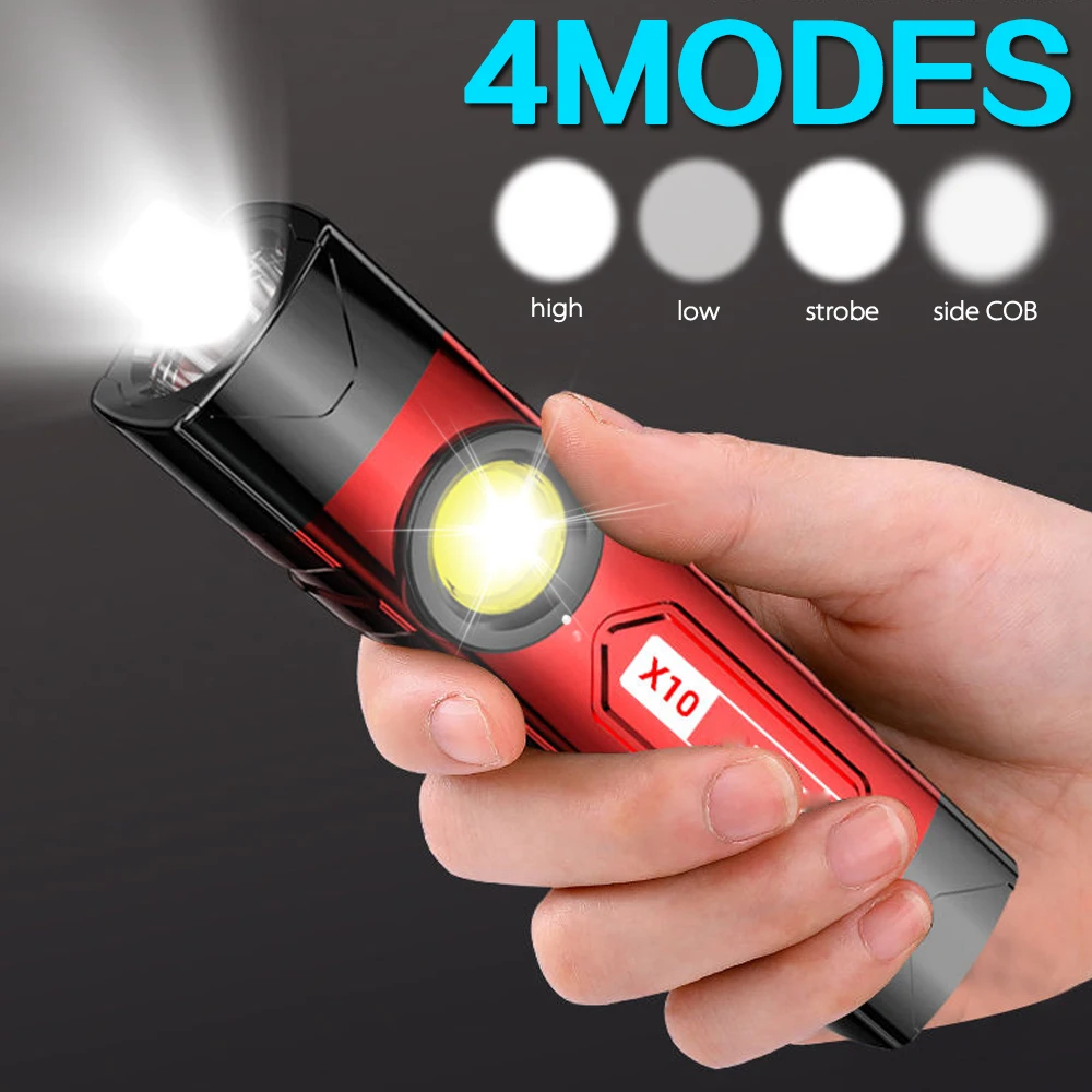 Pocketman 5 Modes USB Rechargeable Flashlight Super Bright Mini Flashlights Pocket Flashlight Waterproof Torch with Battery