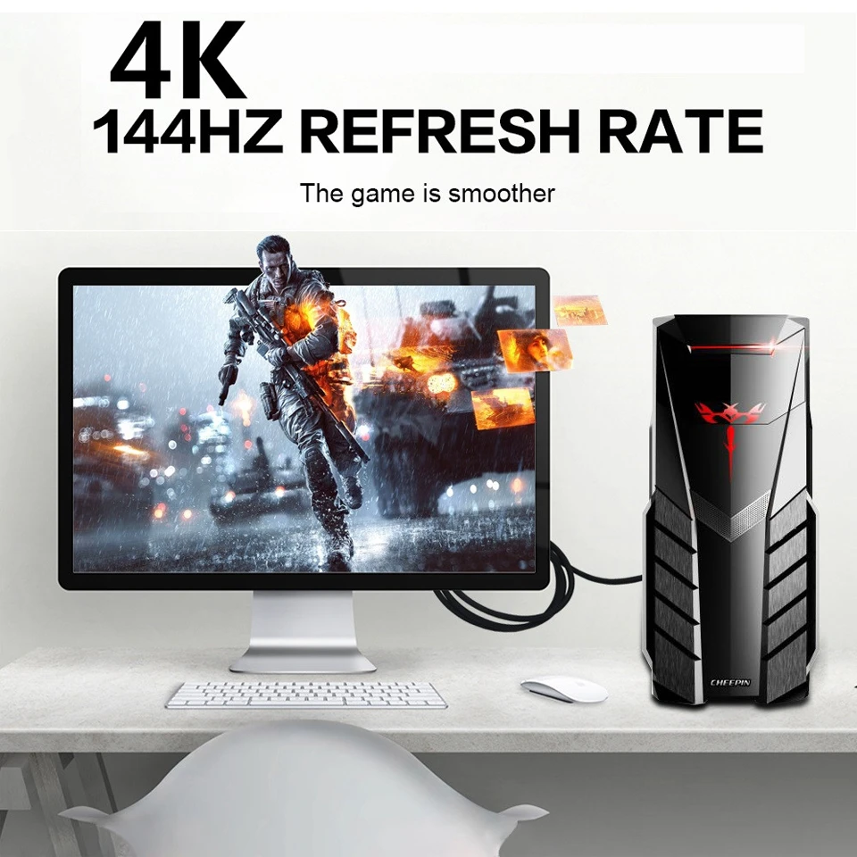 Navceker-Adaptador de Cable Thunderbolt Mini Displayport a Displayport 144, convertidor Mini DP a DP, Cable DP, MacBook, 4K @ 1,4Hz