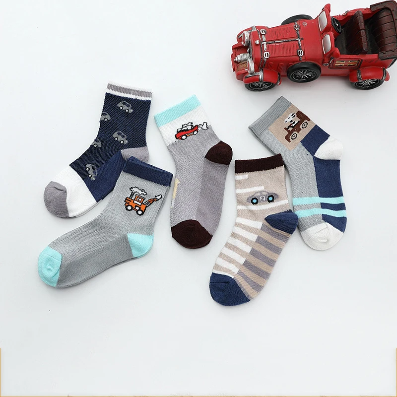 2020 New Spring Summer Children Socks Mesh breathable Car Style Cotton Boys Socks Kids Socks 5 pairs/lot 3 -15 Years