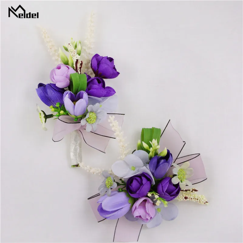 Meldel Hochzeit Bouton Corsage Pins für Männer Brautjungfern Handgelenk Armband Groomsmen Boutonniere Prom Anzug Ehe Zubehör