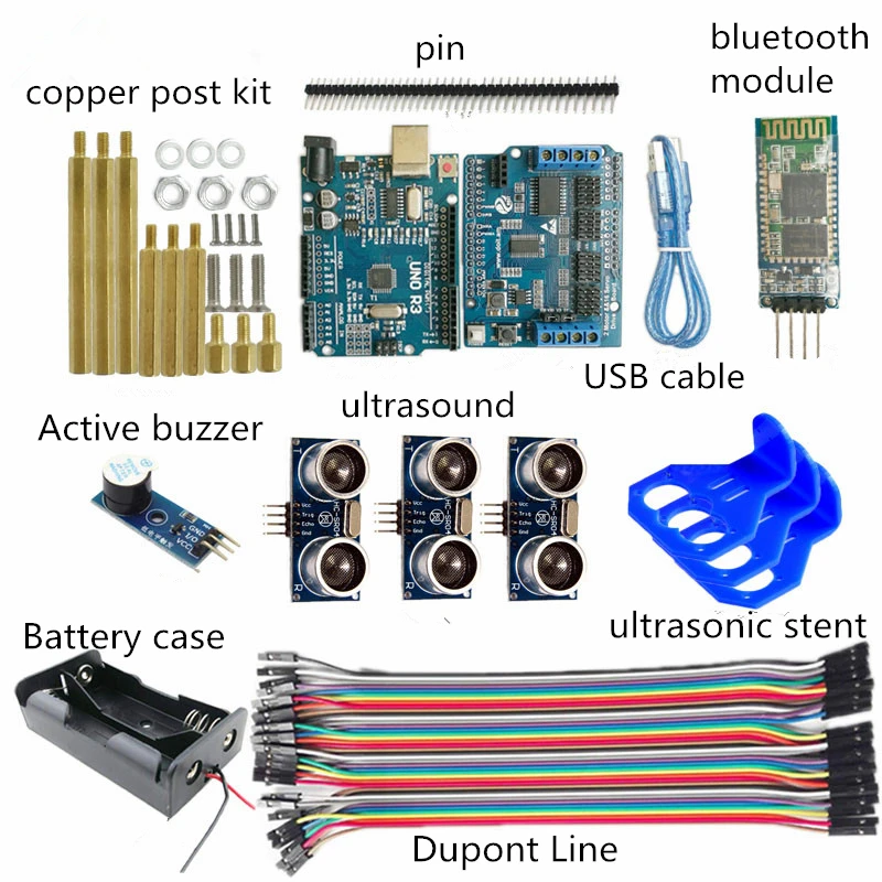 

Wireless Bluetooth Control 3-Way Ultrasonic Obstacle Avoidance Kit For RC Robot Tank Chassis DIY For Arduino Free Code And App