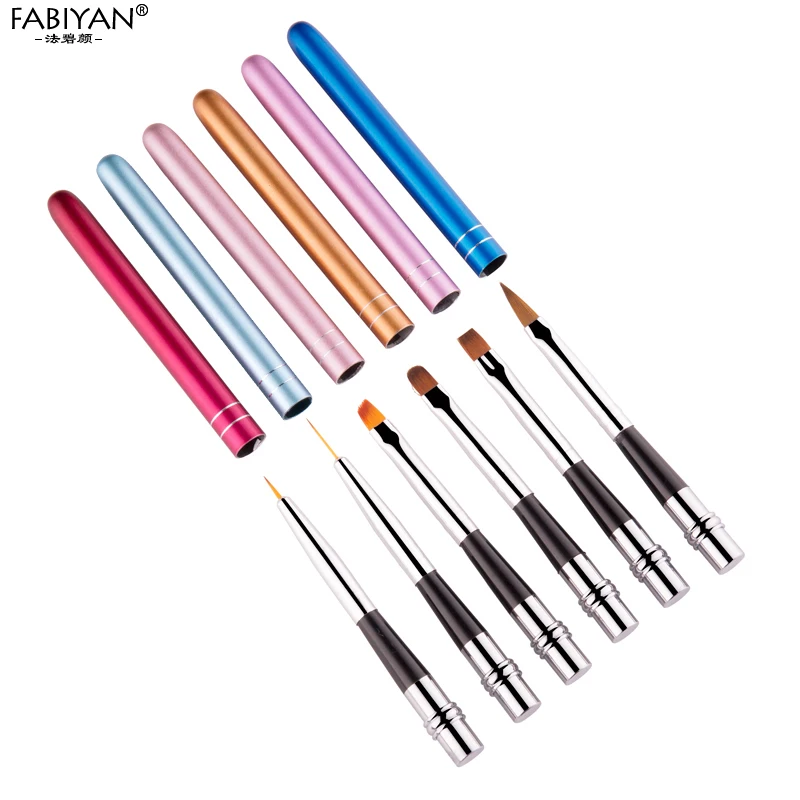 

Nail Art Brush Pen Detachable Metal Flat Crystal Carving Polish Gel UV Painting Drawing Line Tips Tool Flower 3D Design Manicure