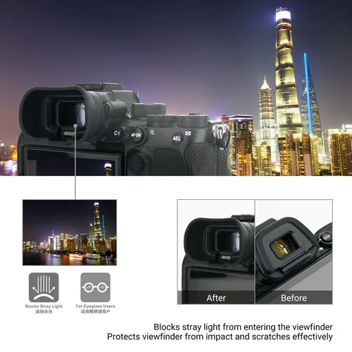 Imagen 2 del producto FDA-EP19 visor ocular de cámara larga de silicona suave para Sony A9III A7R5 A7RV A7M4 A7IV A1 A7SIII A7S III A7S3 parasol