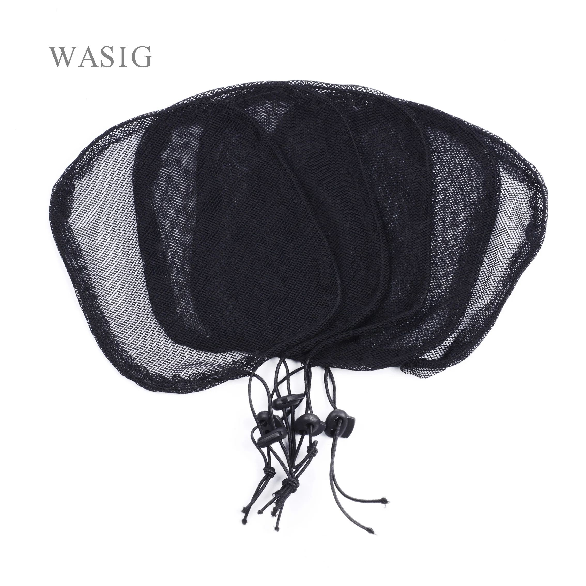 5 sztuk siatki do włosów dokonywanie kucyk Hairnets regulowany pasek na plecach tkania Cap Glueless czapka z peruką