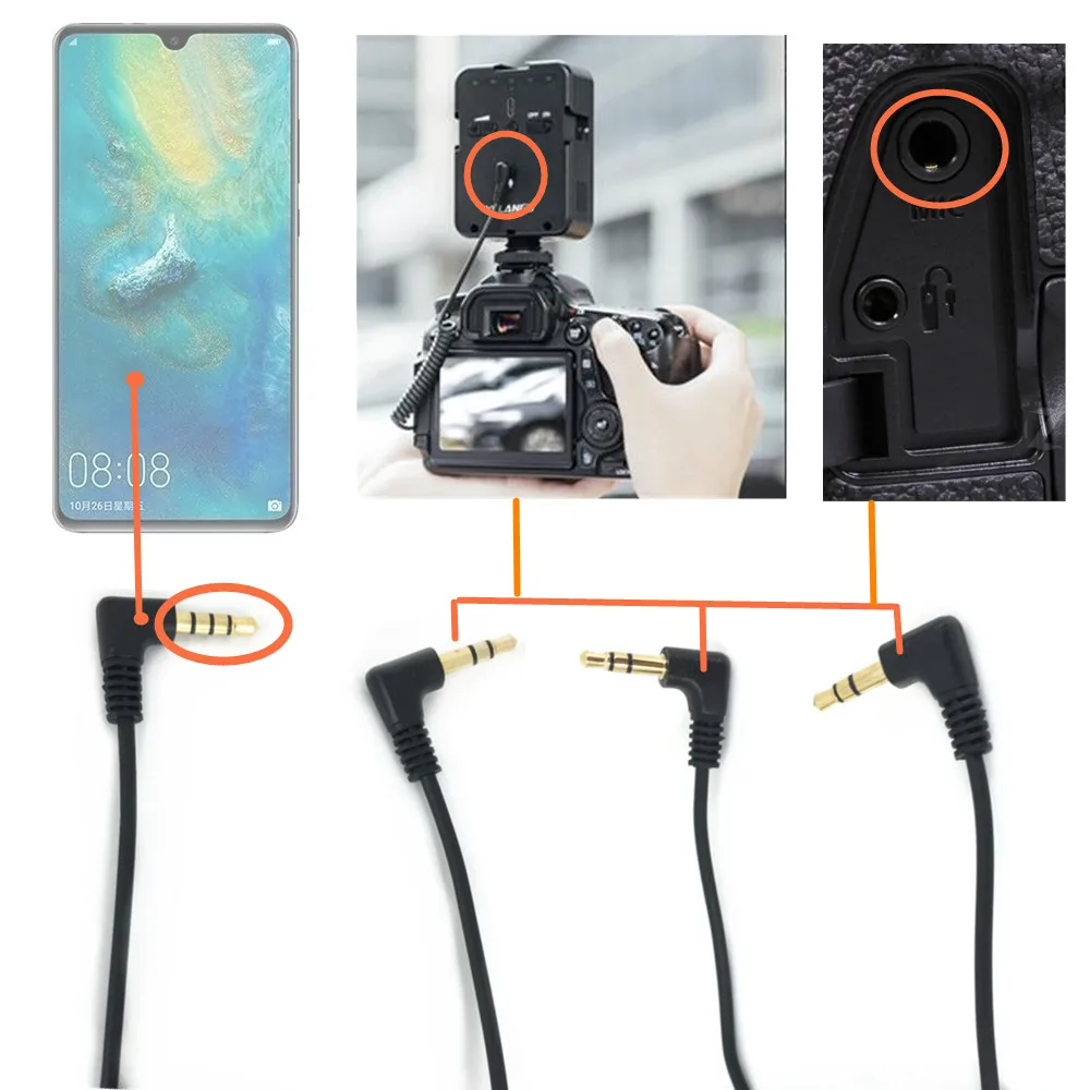 3.5 Male to 3.5 Male Spring Coiled Audio Cable for Camera Smartphone Cell Mobile Phone Hotshoe Shotgun Microphone 3.5mm to 3.5mm