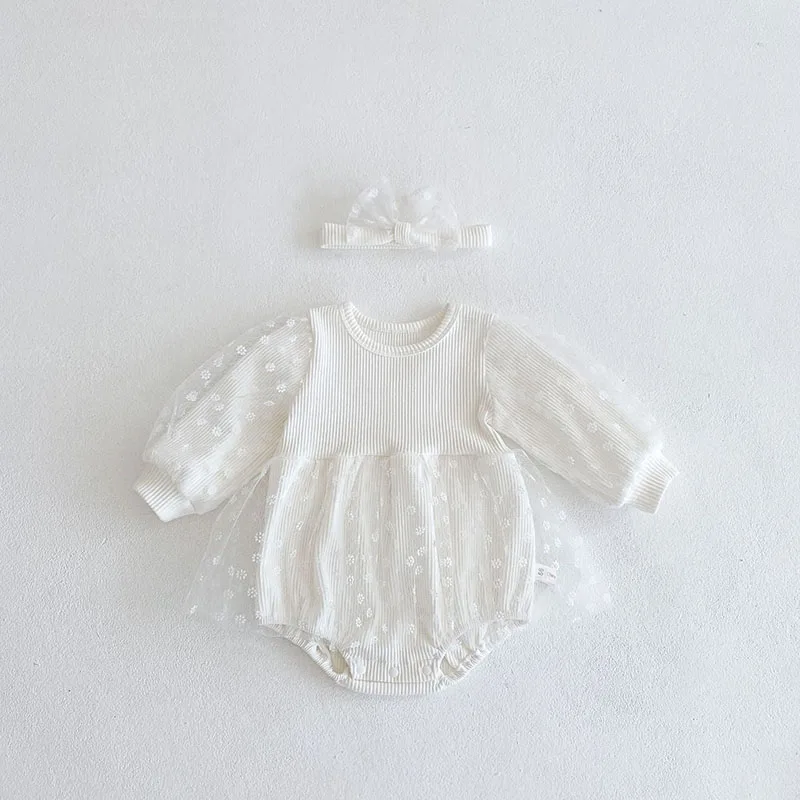 MILANCEL Spring Baby Bodysuits Toddler Lace One Piece Daisy Embroidery Infant Girls Clothes