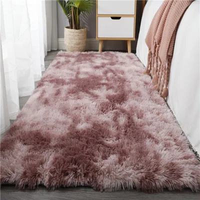 Weicher Teppich für Wohnzimmer, Plüschteppich, flauschige dicke Teppiche, Schlafzimmerbereich, lange Teppiche, rutschfeste Bodenmatte, graue Samtmatten für Kinderzimmer