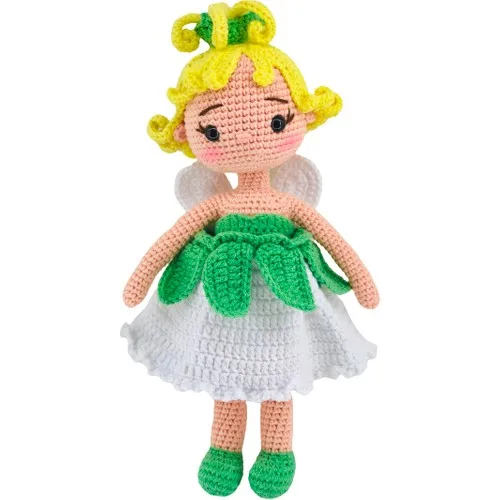 Amigurumi Organic Mesh Toy Yellow Hair Fairy Girl Baby