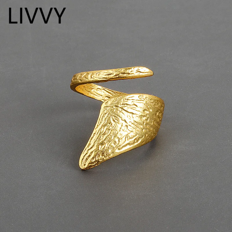 LIVVY Irregular Rhombic Tin Foil Personality Silver Color  Ring for Women Fashion Jewelry Accessorize Party Gifts