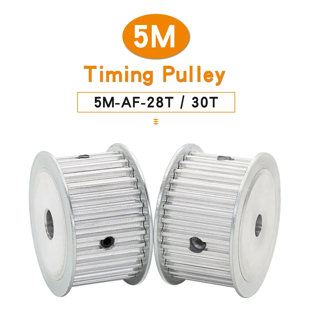 

5M-28T/30T Pulley Wheel Bore 8/10/12/14/15/16/17/19/20/22/25 mm Aluminium Alloy Belt Pulley AF Shape For Width 25mm Timing Belt