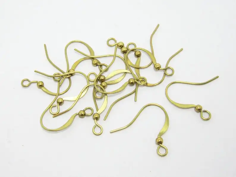 100pcs Earring wires, Tiny Ball Ear Hooks, 17.5mm, Brass Findings, Jewelry Making R248