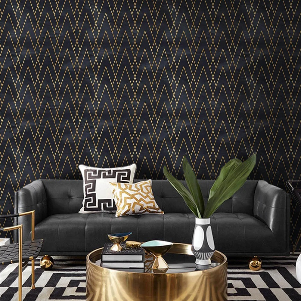 Black Self Adhesive Wallpaper Peel and Stick Geometric Contact Paper Bedroom Wall Renovation Furniture Stickers