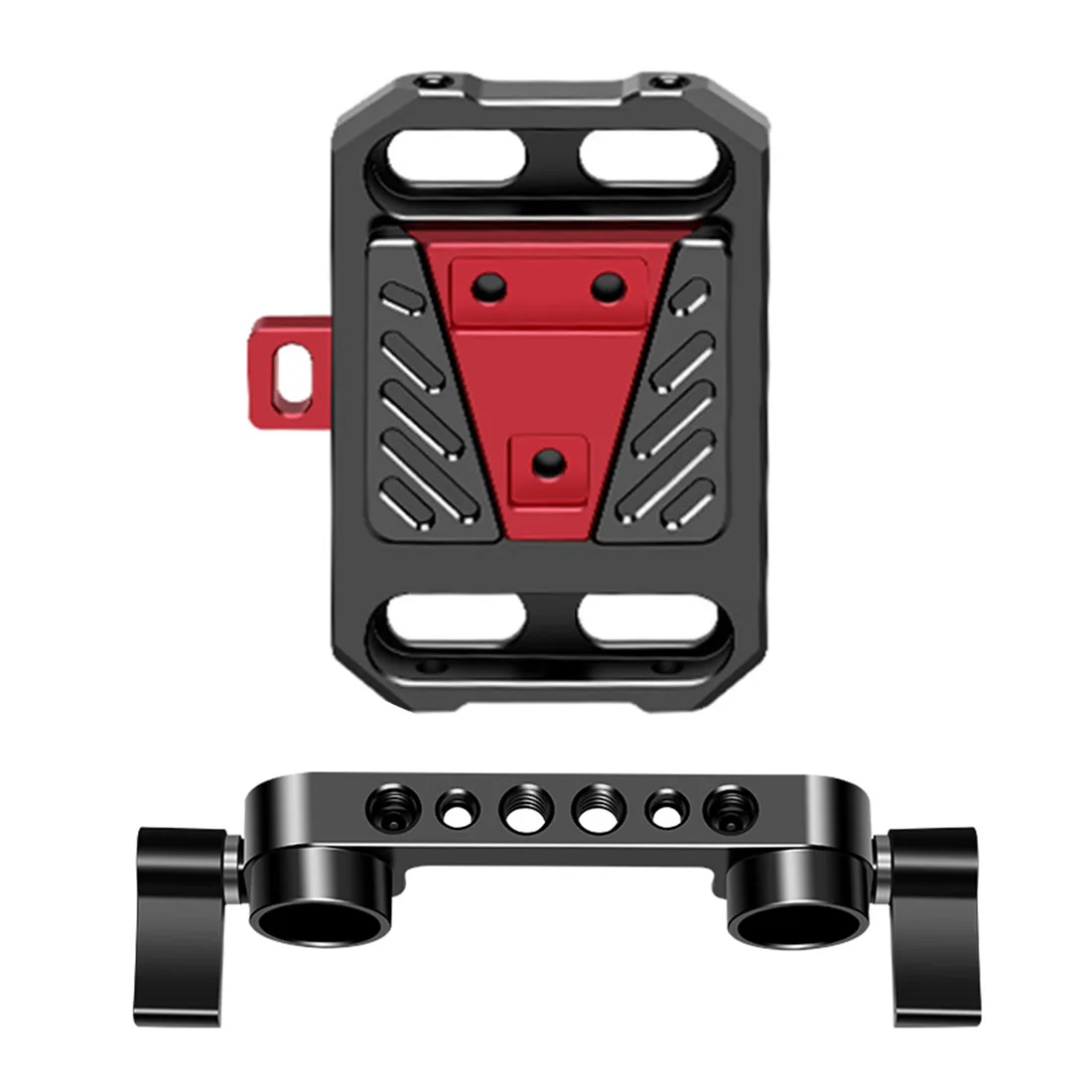 Aluminium-Schnellwechsel-V-Lock-Akku-Montageplatte mit 15-mm-Stangenklemme für Fotografie-DSLR-Kameras, Rig-Schiene und Follow-Focus-System – Detail 17