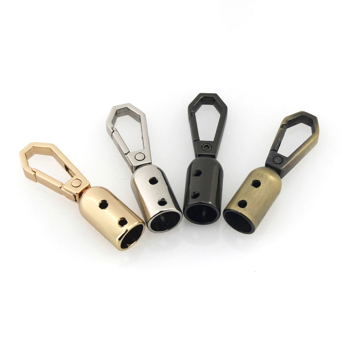 2pcs Metal Fashion Leather Cord Crimps End Tip Caps Connectors Snap Hook Trigger Clasps Clips for Leather Craft Bag Strap Belt