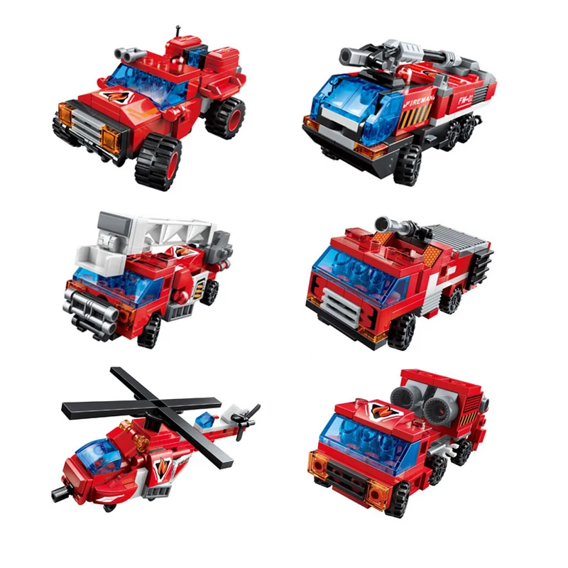 QMAN ROBOT Building Blocks Kids Toys 6IN1 Blazing God of war 496Pieces fire car 6+ years old boys gift 1416