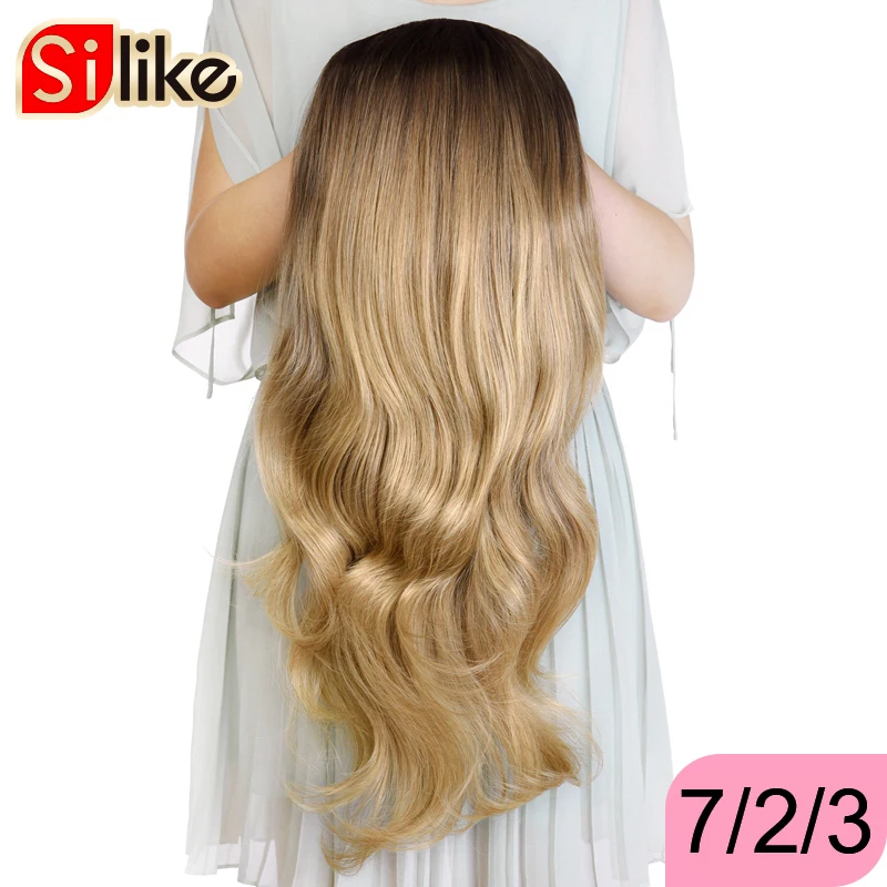 Silike Synthetic 3/4 half wig Ombre Color Long Blonde Hair High Temperature Glueless Cosplay Wigs For Black/White Women