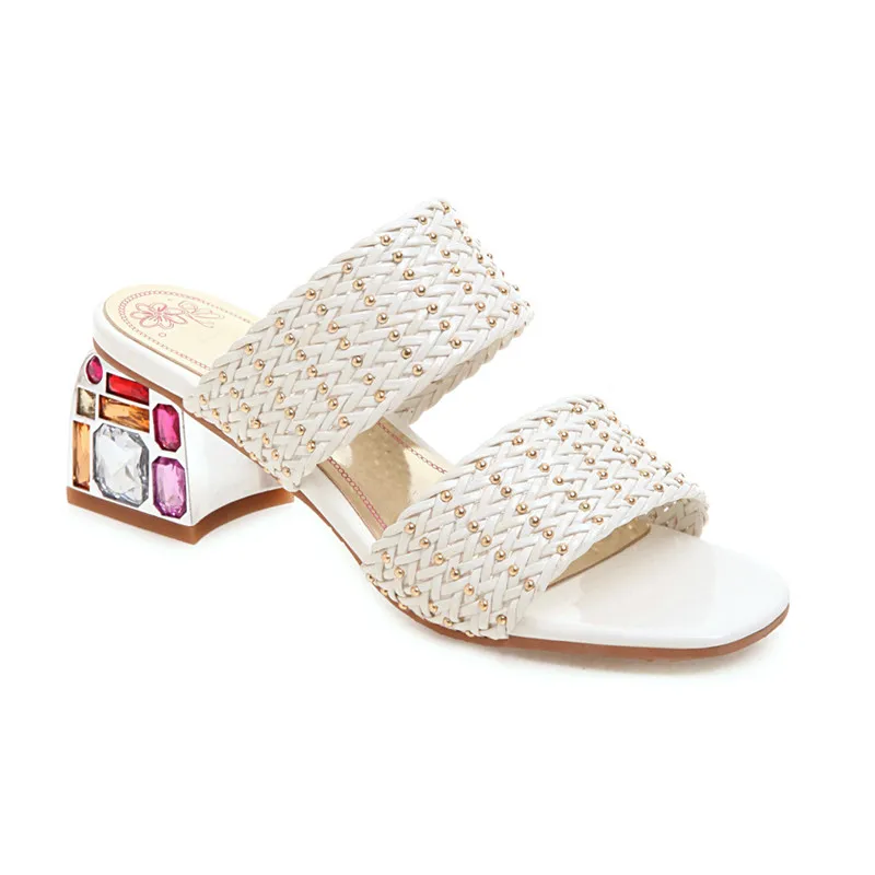 MORAZORA plus size 33-46 summer shoes woman fashion elegant women slippers comfortable pu leather women mules shoes white