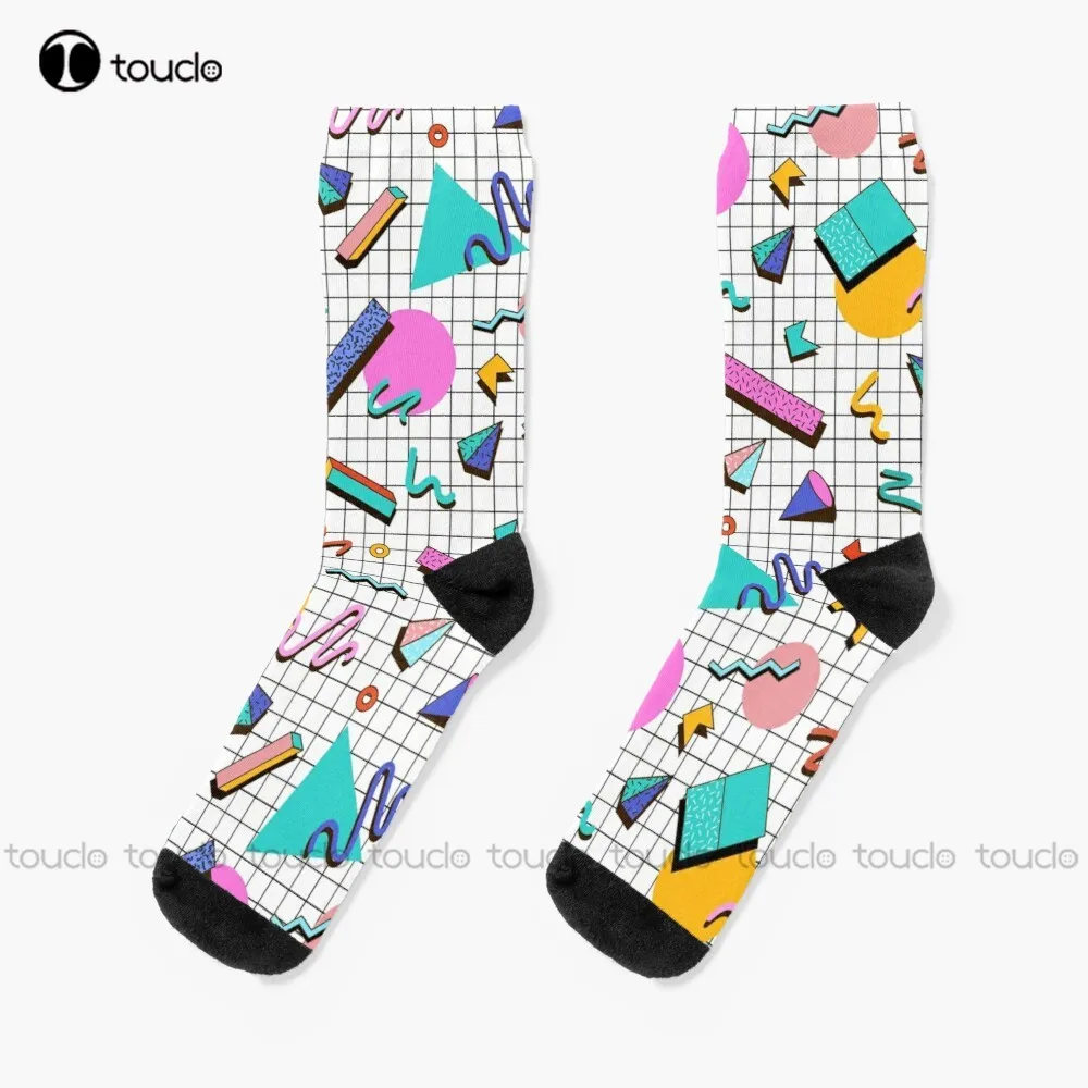 

Funky 80S Eighties Memphis Pattern Design Socks Women Halloween Socks Christmas New Year Thanksgiving Day Gift Custom Funny Sock