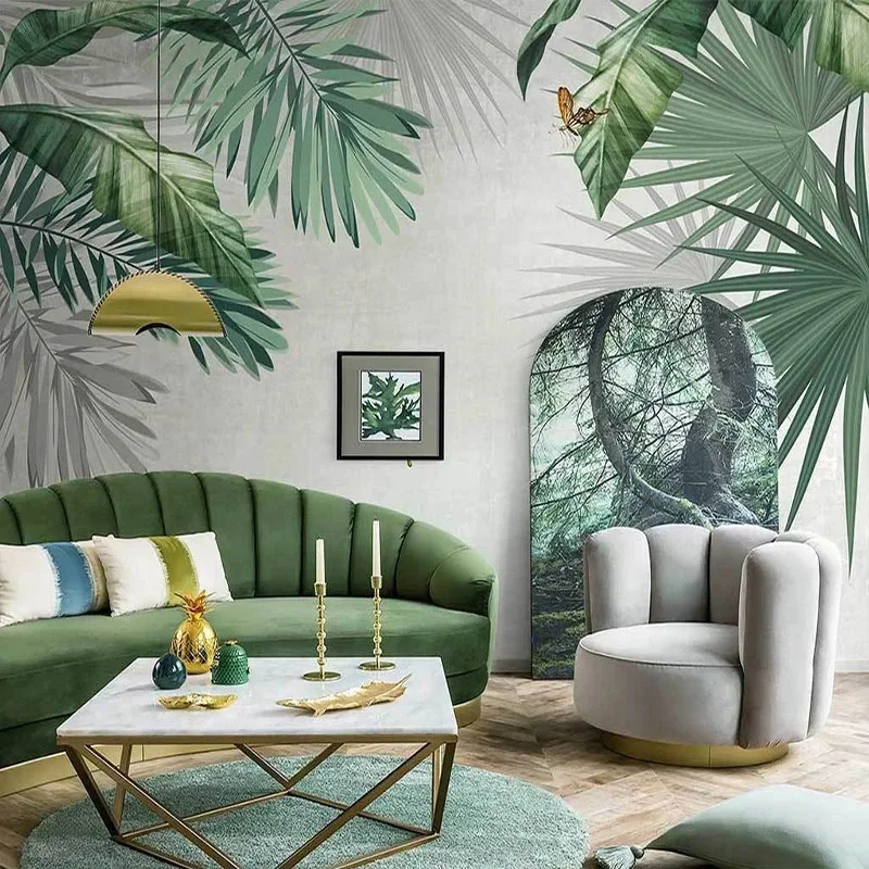 

Custom 3D Wallpaper Nordic Ins Hand-painted Tropical Palm Plant Indoor Background Wall Mural Living Room TV Sofa Papel De Parede