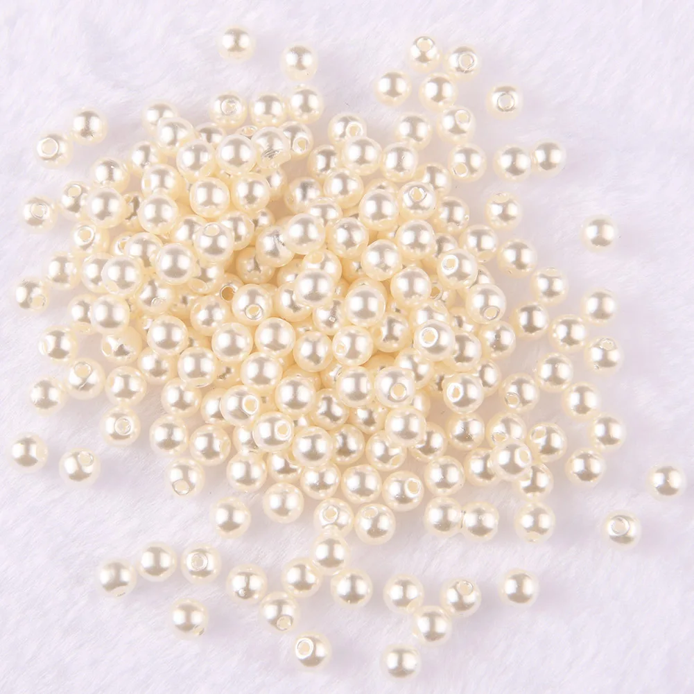 Boliao 50 Stuks 6*6Mm Ronde Beeds Wit/Beige Acryl Flat Terug Applicaties Naai Op Zakken/kleding Decoratie Armband Maken R338