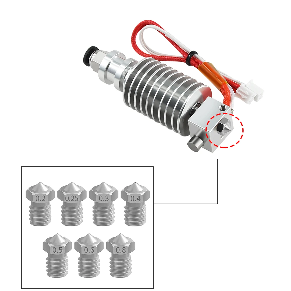 

10pcs V5 E3D V6 Nozzle Stainless Steel Nozzle E3D Nozzle Threaded M6 3D Printer Parts For 1.75mm Extruder Hotend PLA Filament