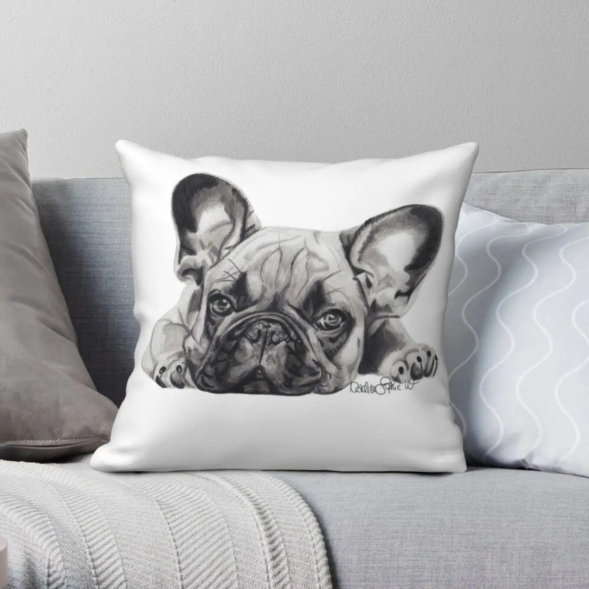 CHOP THE FRENCH BULLDOG Pillowcase Polyester Linen Velvet Printed Zip Decorative Pillow Case Bed Cushion Cover