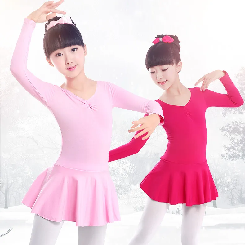 Girls Ballet Tutu Leotards Long Sleeve Kid Children Ballet O-neck Tutu Dress Ballet Dance Dress For Girl Ballerina