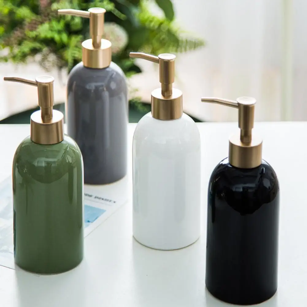 420ml Ceramic Liquid Soap Dispenser Shampoo Bottle Hand Sanitizer Shower Gel Soap Bottle Hand Soap Dispenser Empty Pump Bottle