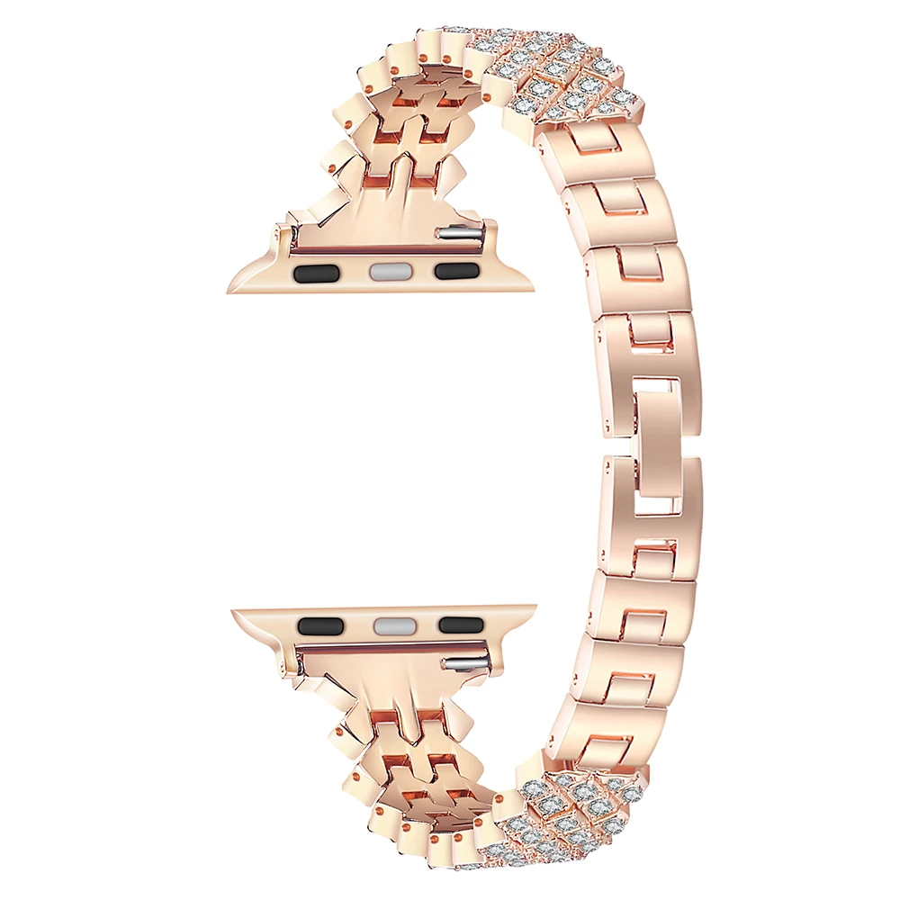 Metal+Diamond strap for Apple Watch 8 7 45mm 41mm Luxury women replacement bracelet band for iWatch 6 5 4 SE 44mm 42mm 40mm 38mm