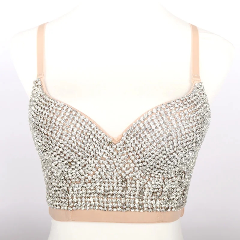 

American Clothing Shiny Rhinestone Bra For Women Pole Dance Underwear Evening Party Outfit Sexy Nightclub DJ DS Jazz Costume 976