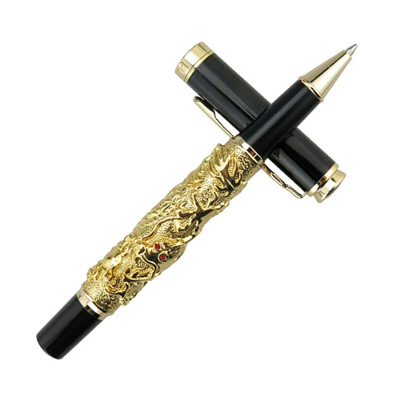 Jinhao rollerball caneta auspicioso dragão escultura caneta pesada, caneta de presente dourada para escritório, escola e casa assinatura caneta