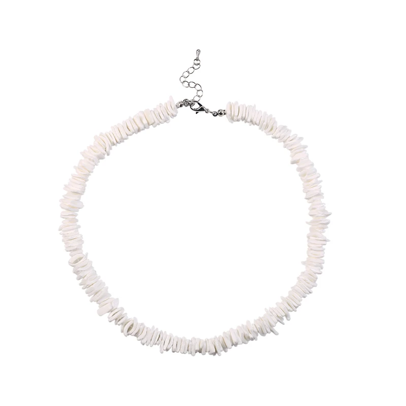 Badu Bohemia White Natural Shell Necklace for Women Irregular Gravel Chip Shell Choker Fashion Summer Beach Jewelry