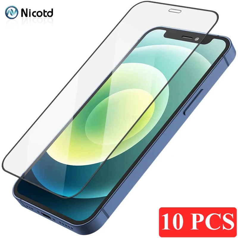 10Pcs/Lot Full Coverage Cover Tempered Glass For iPhone 12 mini 9H Screen Protector Protective Film For iPhone 12 Pro Max 12 Pro