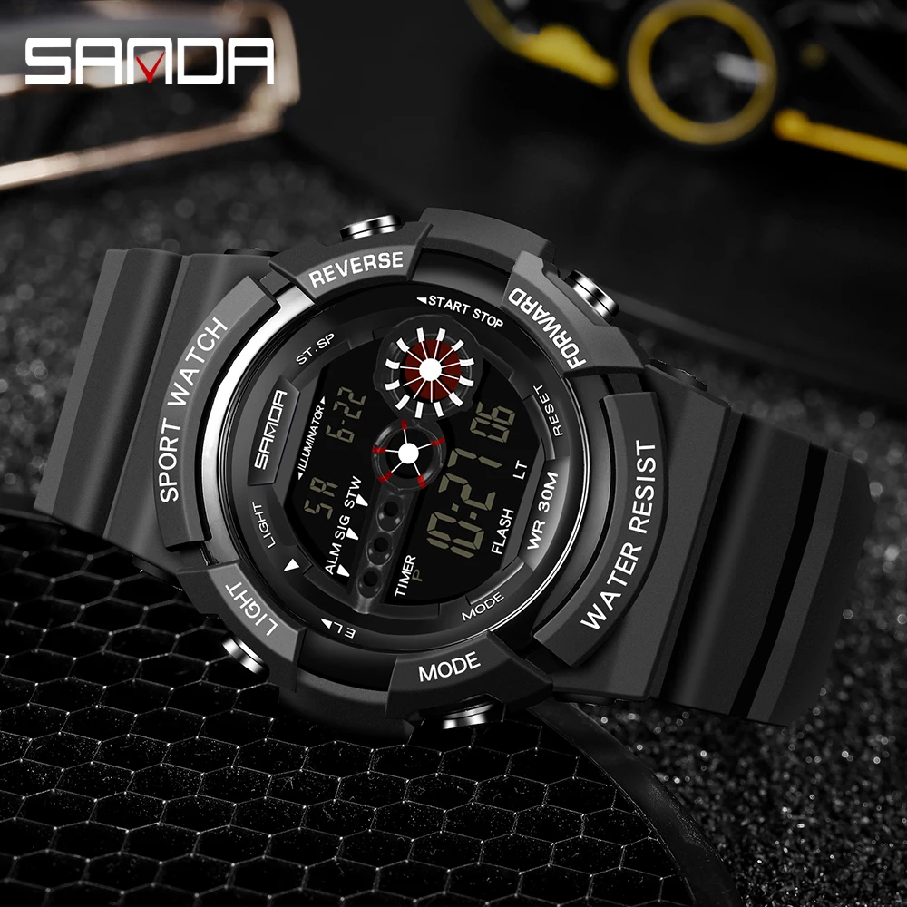 SANDA Top Luxury Sport Digital Watch Men Fashion Waterproof Led Electronic Military Wrist Watch For Men Relogio Masculino 320